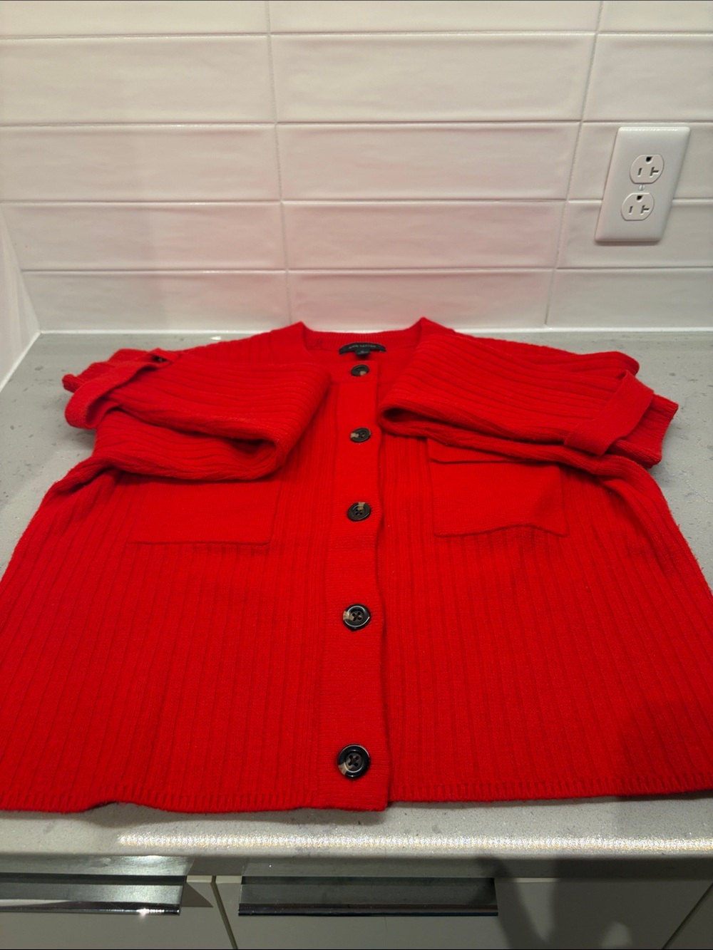 Ann Taylor matching set! red cardigan and sweater skirt - Picture 7 of 8